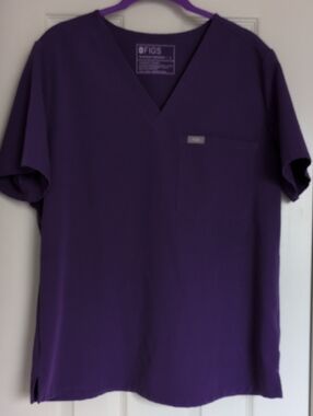 Figs Purple V-Neck Scrub Top,L